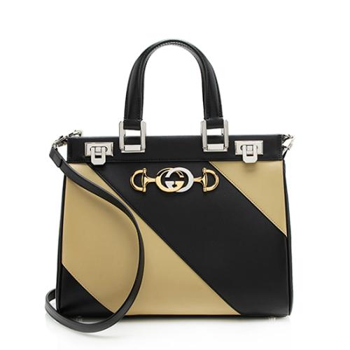 Gucci Leather Diagonal Zumi Small Top Handle Satchel