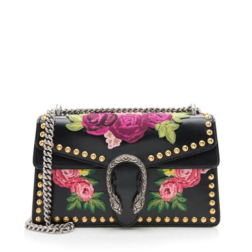 Gucci Leather Floral Studded Dionysus Small Shoulder Bag
