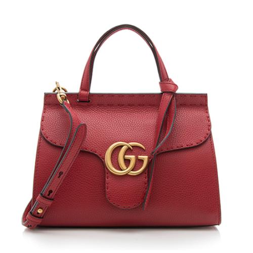 Gucci Leather GG Marmont Mini Top Handle Bag
