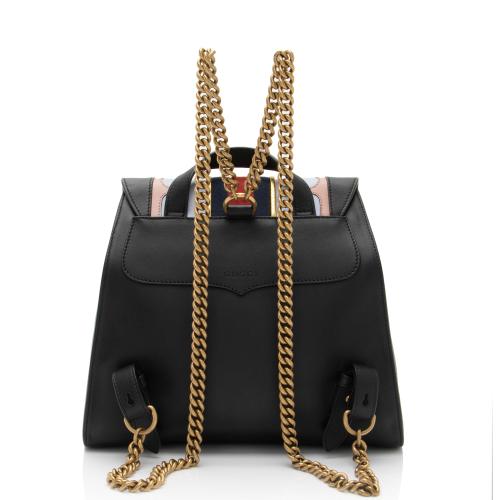 Gucci Leather GG Marmont Web Hearts Flap Chain Backpack