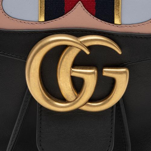 Gucci Leather GG Marmont Web Hearts Flap Chain Backpack