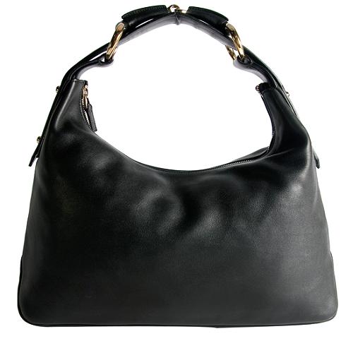 Gucci Leather Horsebit Medium Hobo Handbag