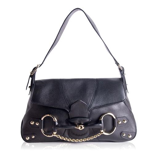 Gucci Leather Horsebit Shoulder Handbag
