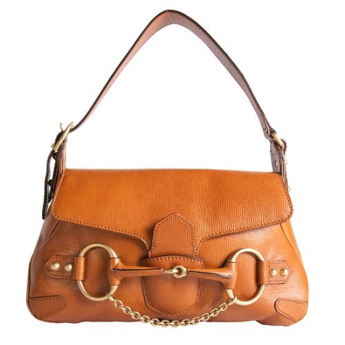Gucci Leather Horsebit Shoulder Handbag