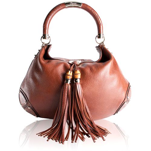 Gucci Leather Indy Large Top Handle Handbag