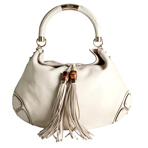 Gucci Leather Indy Large Top Handle Satchel Handbag