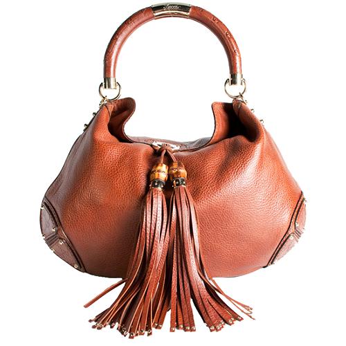 Gucci Leather Indy Large Top Handle Satchel Handbag
