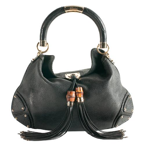 Gucci Leather Indy Medium Top Handle Satchel Handbag