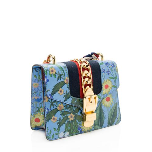 Gucci Leather New Flora Sylvie Mini Chain Bag