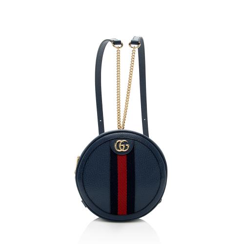 Gucci Leather Ophidia Round Mini Backpack