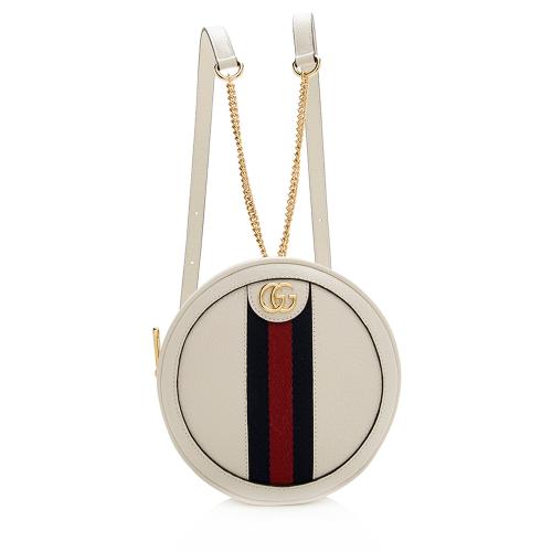 Gucci Leather Ophidia Round Mini Backpack