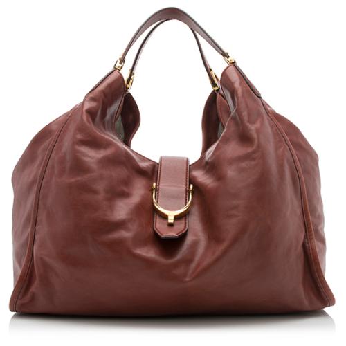 Gucci Leather Soft Stirrup Large Shoulder Bag