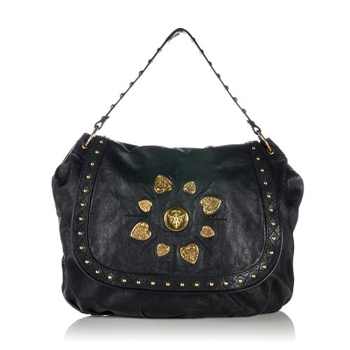 Gucci Leather Studded Irina Large Shoulder Bag