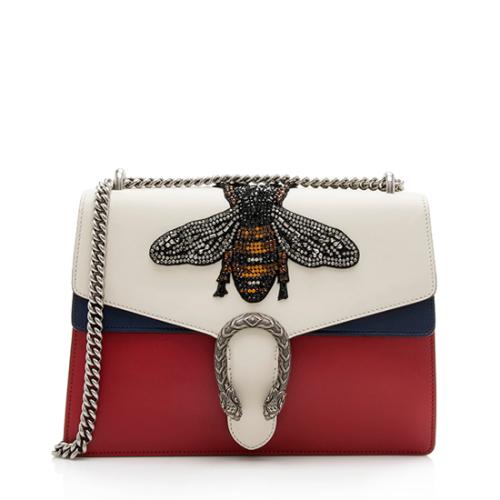 Gucci Calfskin Embroidered Bee Dionysus Medium Shoulder Bag