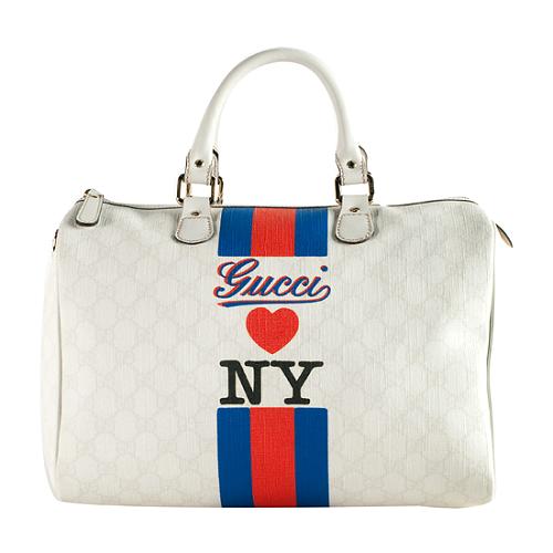 Gucci Limited Edition Gucci Loves NY Medium Boston Satchel Handbag