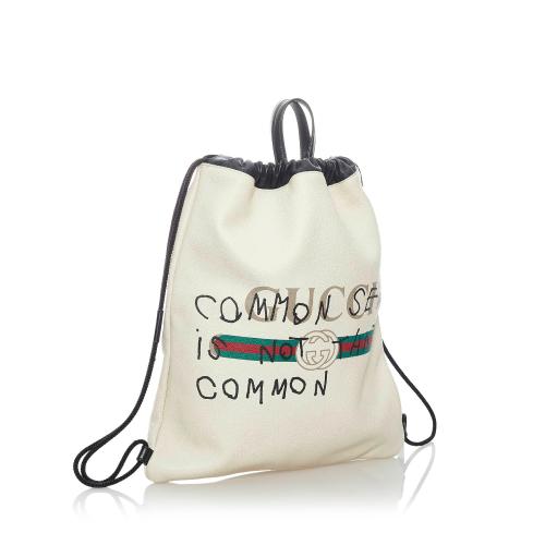 Gucci Logo Drawstring Leather Backpack