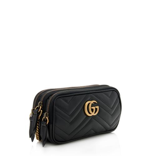 Gucci Matelasse Leather GG Marmont Triple-Zip Mini Bag