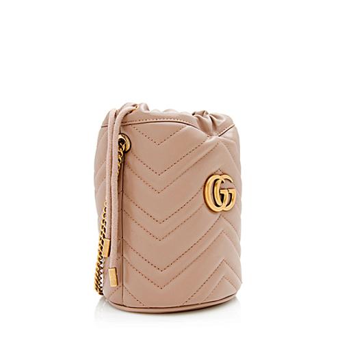 Gucci Matelasse Leather GG Marmont 2.0 Mini Bucket Bag