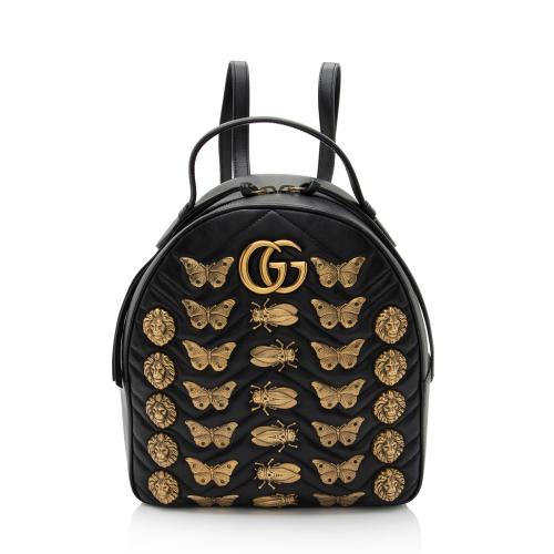 Gucci Matelasse Leather GG Marmont Animal Studs Backpack