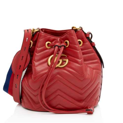 Gucci Matelasse Leather GG Marmont Bucket Bag