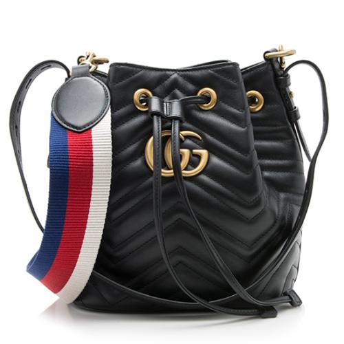 Gucci Matelasse Leather GG Marmont Bucket Bag