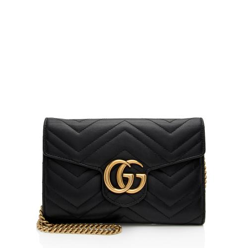 Gucci Matelasse Leather GG Marmont Flap Mini Wallet Bag