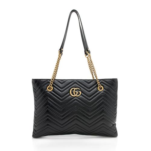 Gucci Matelasse Leather GG Marmont Medium Chain Tote