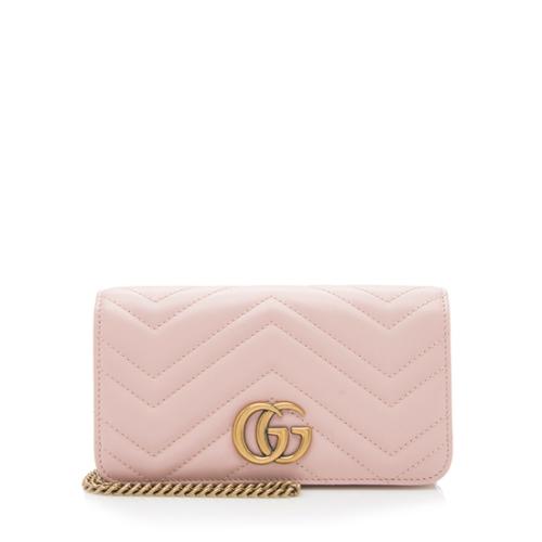 Gucci Matelasse Leather GG Marmont Mini Chain Wallet