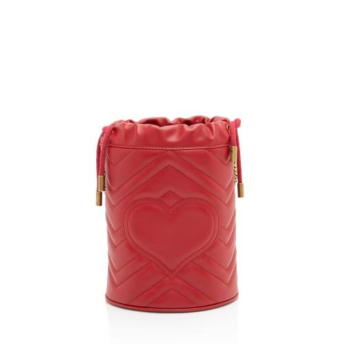 Gucci Matelasse Leather GG Marmont Mini Bucket Bag