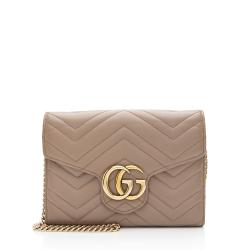 Gucci Matelasse Leather GG Marmont Mini Chain Shoulder Bag