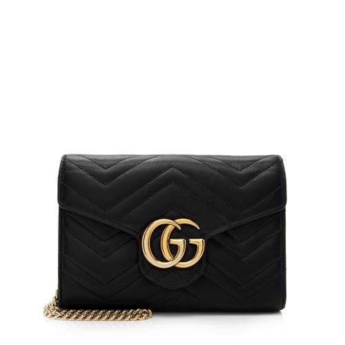Gucci Matelasse Leather GG Marmont Mini Wallet on Chain Bag