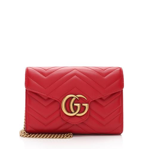Gucci Matelasse Leather GG Marmont Mini Wallet on Chain Bag