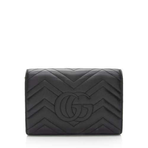 GG Marmont Mini Wallet On Chain in White - Gucci