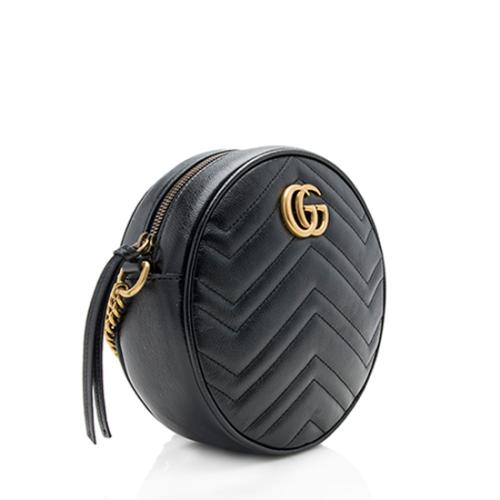 Gucci Matelasse Leather GG Marmont Round Mini Shoulder Bag