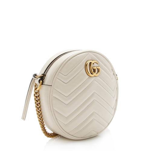 Gucci Off White Matelasse Leather GG Marmont Round Coin Purse Gucci