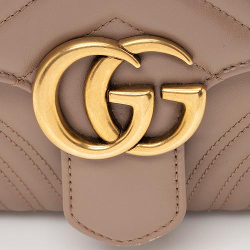 Gucci Matelasse Leather GG Marmont Top Handle Small Shoulder Bag