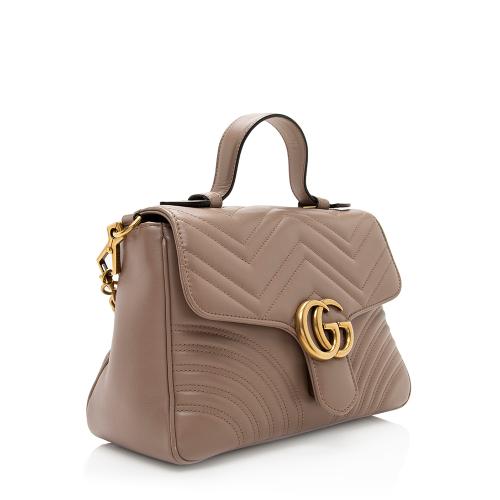 Gucci Matelasse Leather GG Marmont Top Handle Small Shoulder Bag