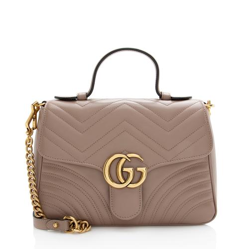 Gucci Matelasse Leather GG Marmont Top Handle Small Shoulder Bag