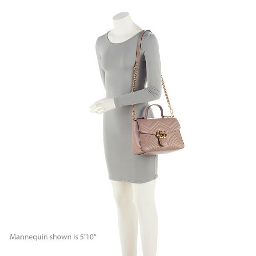 Gucci Matelasse Leather GG Marmont Top Handle Small Shoulder Bag