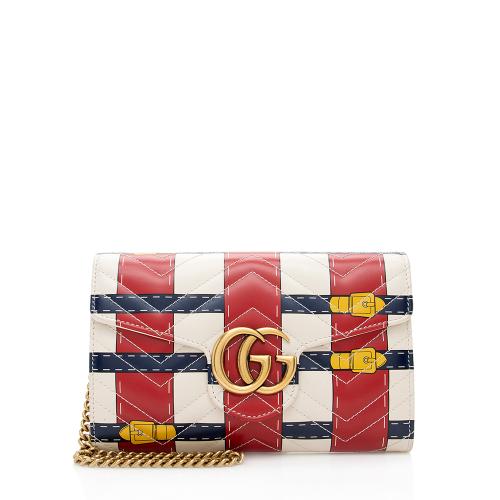 Gucci Matelasse Leather GG Marmont Trompe L'Oeil Wallet on Chain