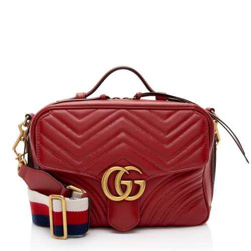 Gucci Matelasse Leather GG Marmont Zip Around Top Handle