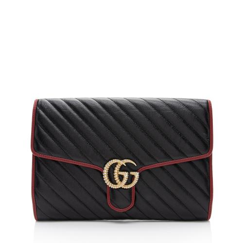 Gucci Matelasse Leather Torchon GG Marmont Clutch