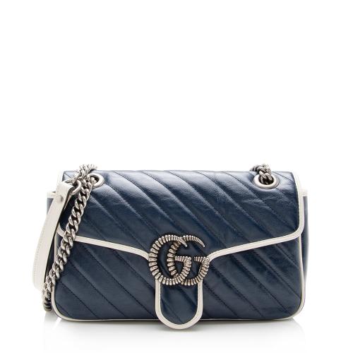 Gucci Matelasse Leather Torchon GG Marmont Small Shoulder Bag