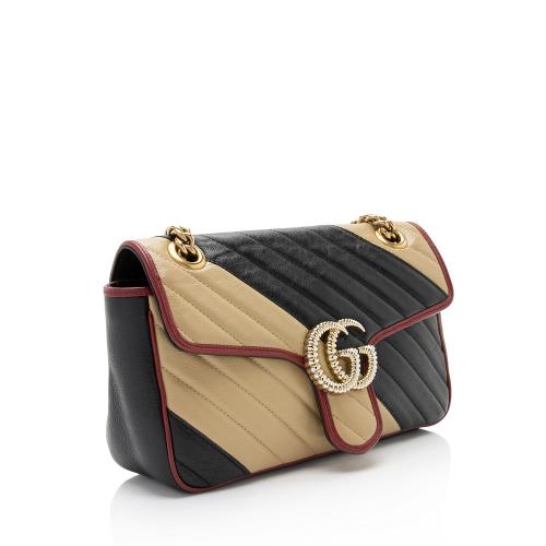 Gucci Matelasse Leather Torchon GG Marmont Small Flap Shoulder Bag