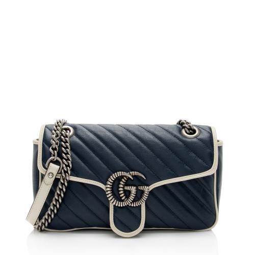 Gucci Matelasse Leather Torchon GG Marmont Small Flap Bag
