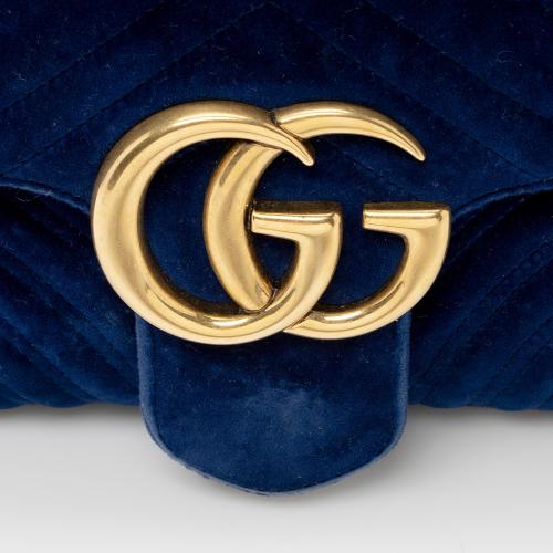 Gucci Matelasse Velvet GG Marmont Medium Shoulder Bag