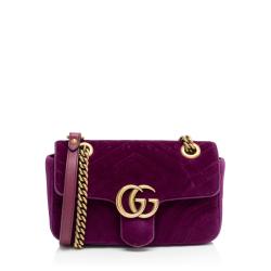 Gucci Matelasse Velvet GG Marmont Mini Flap  Bag