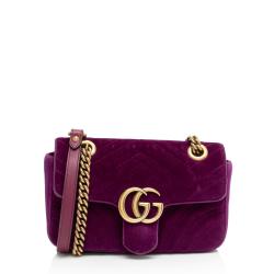 Gucci Matelasse Velvet GG Marmont Mini Flap  Bag