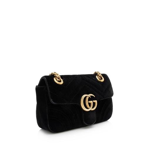 Gucci Matelasse Velvet GG Marmont Mini Shoulder Bag