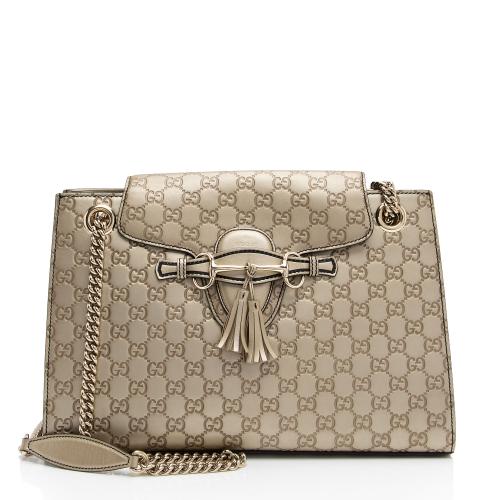Gucci Metallic Guccissima Leather Emily Large Shoulder Bag